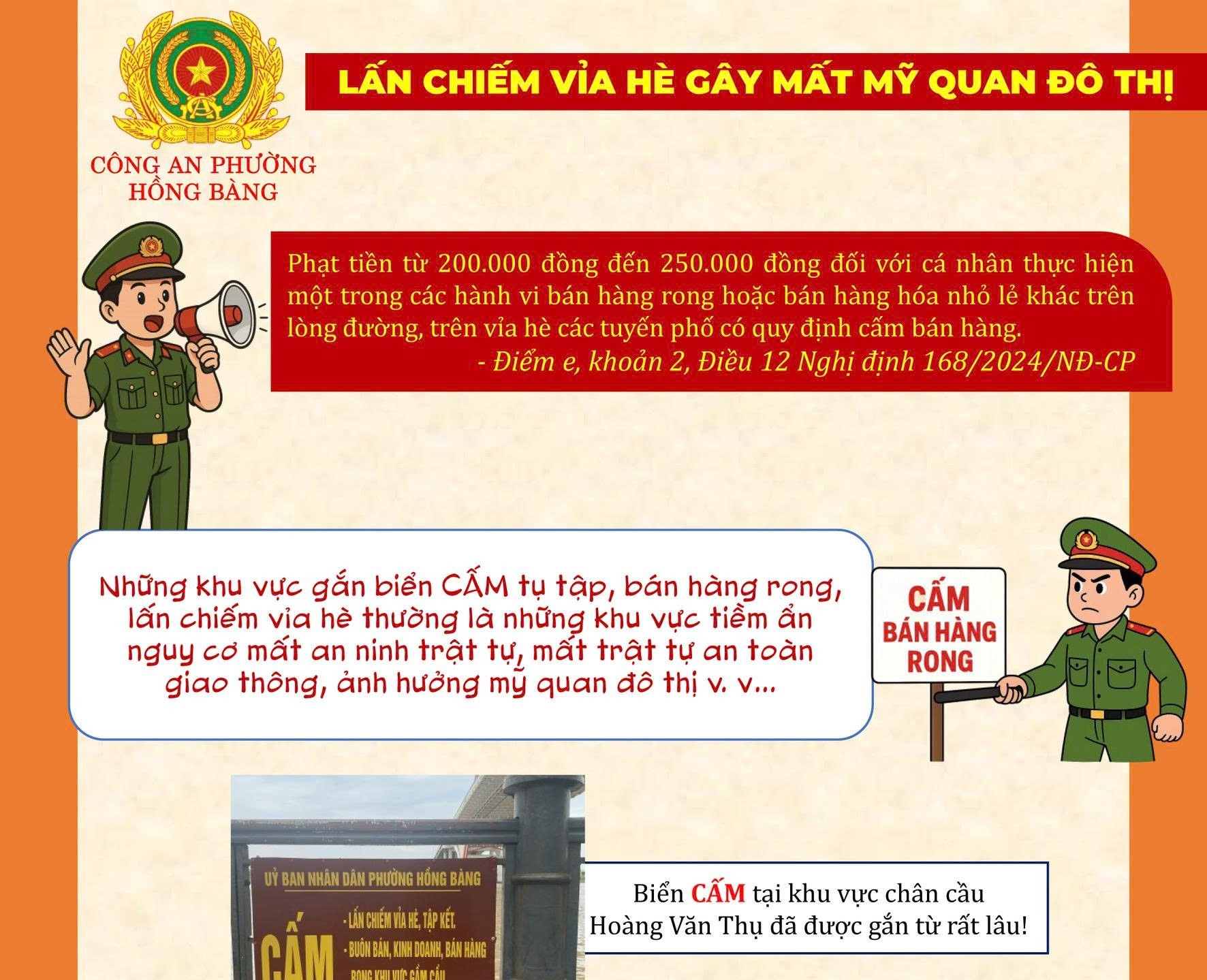 Công an phường Hồng Bàng tăng cường đảm bảo trật tự an toàn giao thông 